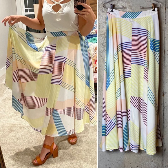 Anthropologie Dresses & Skirts - Harlyn anthro pastel patchwork striped midi skirt